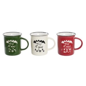 Home mug dkd home decor porcelain stoneware (330 ml) (3 units)