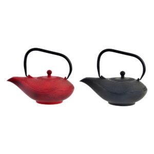 Home teapot dkd home decor red black cast iron (1000 ml) (2 units)