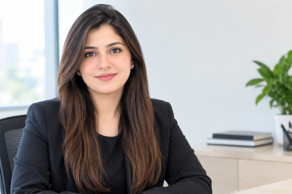 confident professional in a modern office